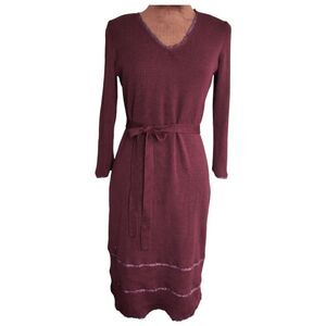 Roccobarocco burgundy wool blend sweater  dress size M 3/4 sleeves VINTAGE